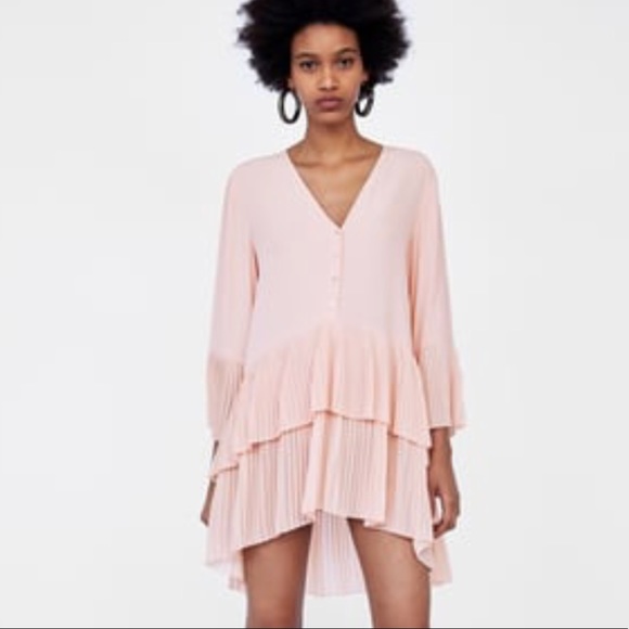 contrasting pleated dress zara